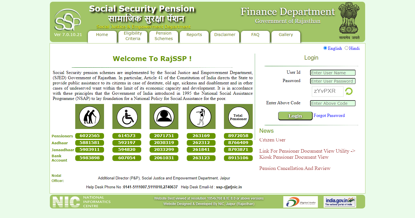 rajasthan social security pension scheme