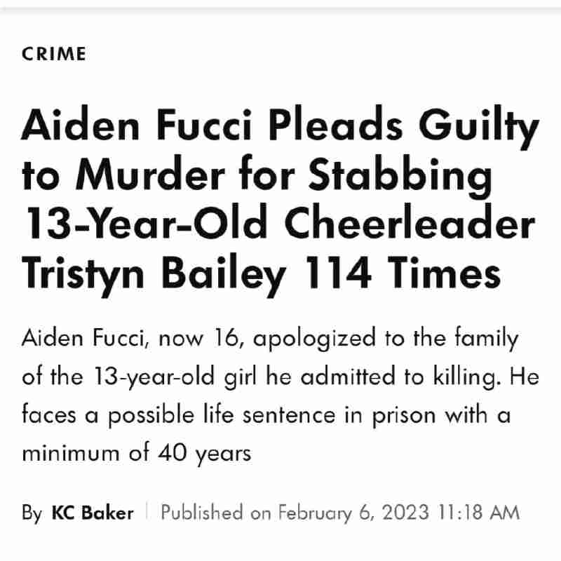 Aiden Fucci News - Sentencing phase on for Aiden Fucci, 16, who stabbed 13-year-old Tristyn Bailey 114 times